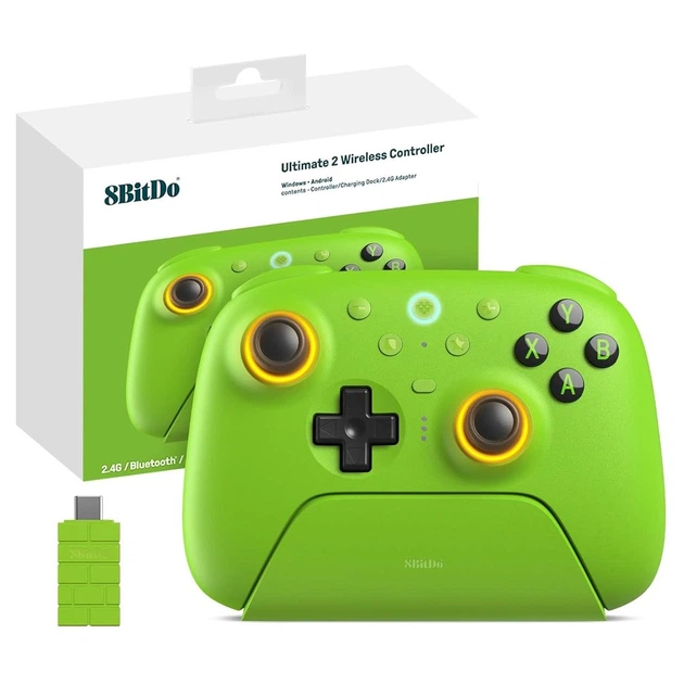 Геймпад 8BitDo Ultimate 2 для Windows і Android, ігровий контролер TMR, Еффект Холла Зелений - Фото 8 Геймпад 8BitDo Ultimate 2 для Windows і Android, ігровий контролер TMR, Еффект Холла Зелений - изображение 8