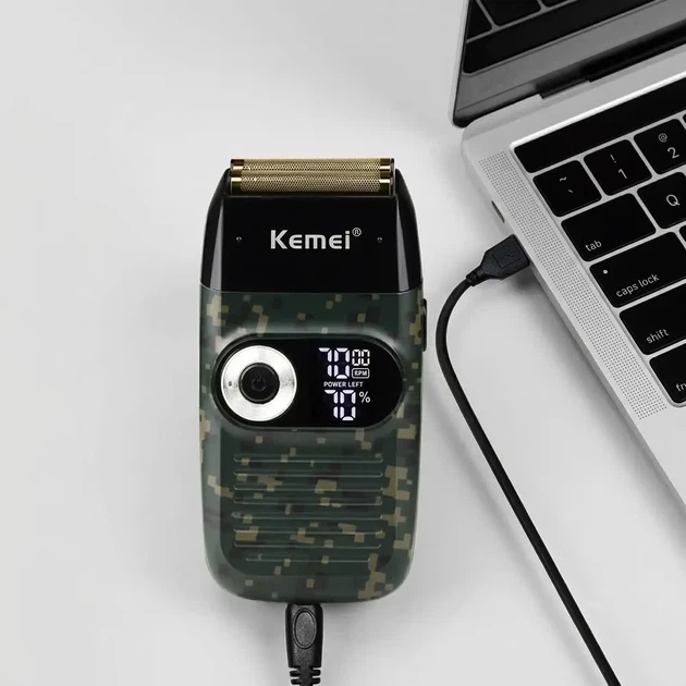 Электробритва Kemei KM-2027 мужская беспроводная сеточная 3 режима скорости USB-C 5 Вт 1400 мАч Пиксель - изображение 4
