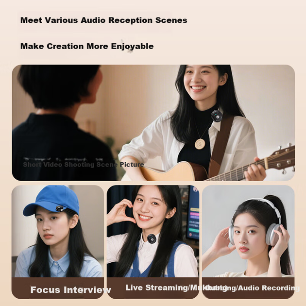 Soaiy Live Streaming Sound Card All-In Wireless Clip-On Monitoring Headset with Microphone for Internet Celebration, Outdoor Live Streaming, Karaoke, мобильное телефонное оборудование. Полный комплект SA2, элегантный черный. - изображение 10