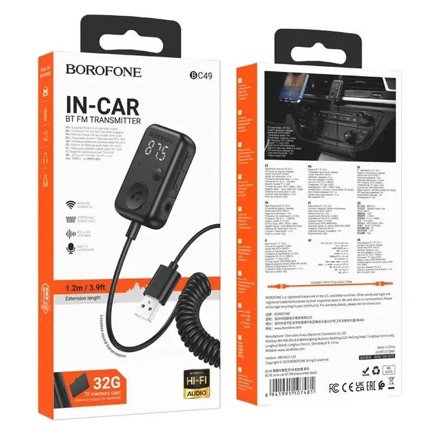 Bluetooth аудіо ресивер Borofone BC49 June (USB-A) чорний - зображення 6
