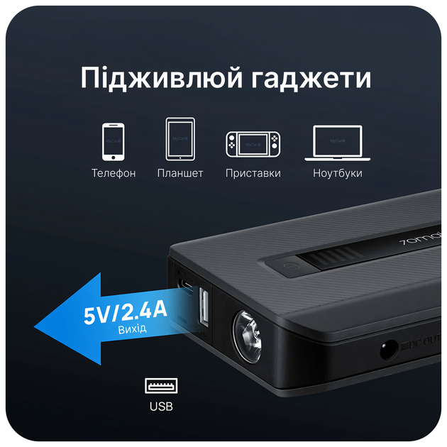 Пусковое устройство 70mai Jump Starter PS06 18000mAh 1000A 12V, бустер для авто, power bank - изображение 4