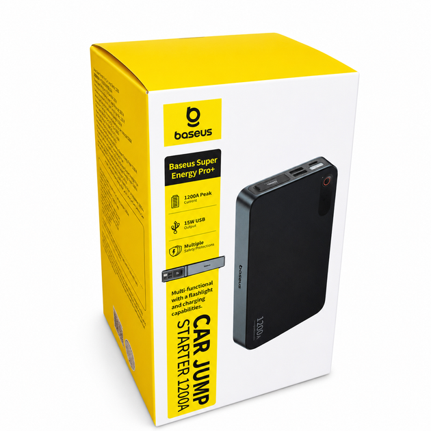 Пуско-зарядное устройство Baseus Super Energy Pro+ 12000mAh 1200A 12V автомобильный бустер Jump Starter черный - изображение 2