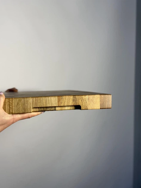 Торцевая разделочная доска из дуба 40x30x4 см, профессиональная кухонная деревянная доска с ножками ручной работы - изображение 6