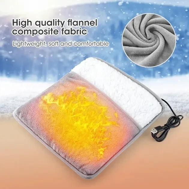 Портативна фланельова грілка для ніг з електричним підігрівом Foot warmer XL-997 Килимок з USB підігрівом - зображення 3