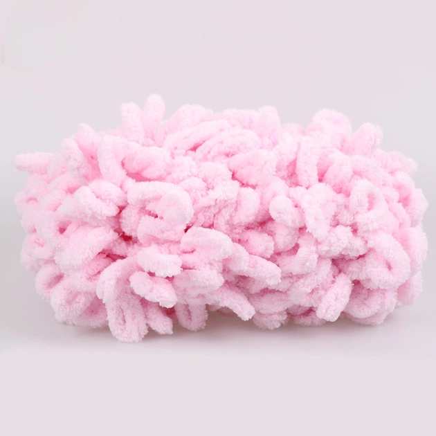 Alize Puffy, Дитячий рожевий №31, 100г/9м – Алізе Пуффі, плюшева пряжа з готовими петлями для в’язання руками пледів, іграшок та аксесуарів - зображення 2