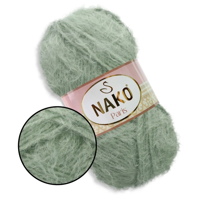 Nako Paris, Мятный №292, фантазийная пряжа с длинным ворсом, 100 г / 245 м, 40% премиум акрил / 60% полиамид, для одежды, аксессуаров и декора - Фото 1 Nako Paris, Мятный №292, фантазийная пряжа с длинным ворсом, 100 г / 245 м, 40% премиум акрил / 60% полиамид, для одежды, аксессуаров и декора - изображение 1