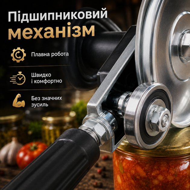 Закаточний ключ автомат ключ закаточний автоматичний для консервації та заготовок на зиму з підшипником машинка для закатки закрутки банок МЗА-П Люкс для домашньої консервації - зображення 4