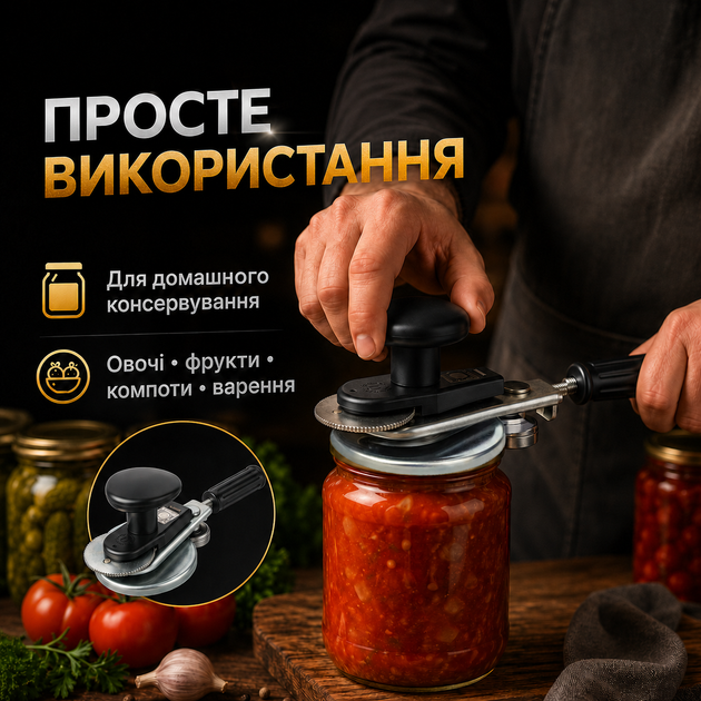 Закаточний ключ автомат ключ закаточний автоматичний для консервації та заготовок на зиму з підшипником машинка для закатки закрутки банок МЗА-П Люкс для домашньої консервації - зображення 6