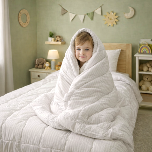 Ковдра антиалергенна Kids Time №171 Сolor Fun Line 17-0605 Stripe White EcoSilk 110*140 - зображення 8
