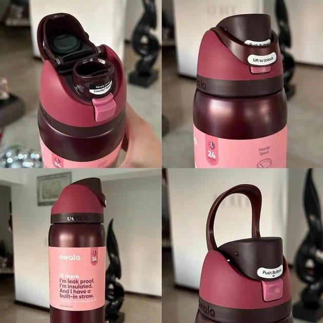 Термобутылка Owala FreeSip Cherry Red бордовая 710 мл из нержавеющей стали - изображение 3