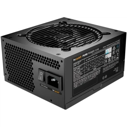 Блок живлення 650 Вт, be quiet! Pure Power 13 M, Black, модульный, 80+ Gold, Active PFC, 12 см, 2xMolex / 5xSATA / 1x16-pin / 2x6+2-pin / 1x4-pin / 1x4+4-pin / 1x20+4-pin, захист OCP/OVP/OPP/OTP/SCP/UVP/SIP, ATX 3.1 (BP025EU) - зображення 2