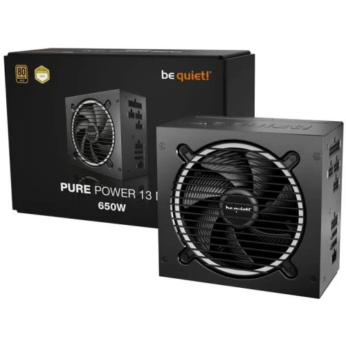 Блок живлення 650 Вт, be quiet! Pure Power 13 M, Black, модульный, 80+ Gold, Active PFC, 12 см, 2xMolex / 5xSATA / 1x16-pin / 2x6+2-pin / 1x4-pin / 1x4+4-pin / 1x20+4-pin, захист OCP/OVP/OPP/OTP/SCP/UVP/SIP, ATX 3.1 (BP025EU) - зображення 4
