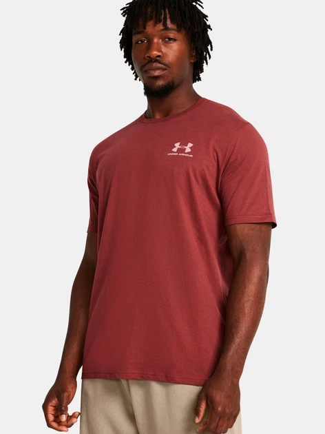 Чоловіча футболка Under Armour спортивна однотонна в зал на кожен день бордова S - изображение 2