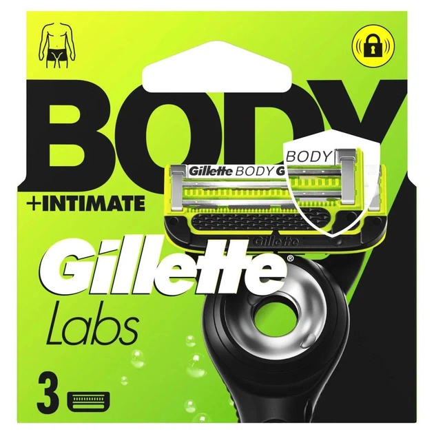 Змінні картриджі для гоління (леза касети) Gillette Labs BODY Intimate 3 шт. для інтимних зон і тіла - зображення 2
