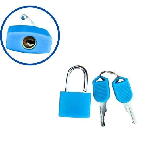 Замок навісний висячий міні 22мм, сталева дужка, 2 ключі, блакитний 670485 - зображення 3