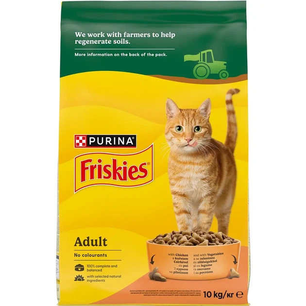 Сухий корм для котів Friskies з куркою та овочами 10 кг - Фото 1 Сухий корм для котів Friskies з куркою та овочами 10 кг - зображення 1