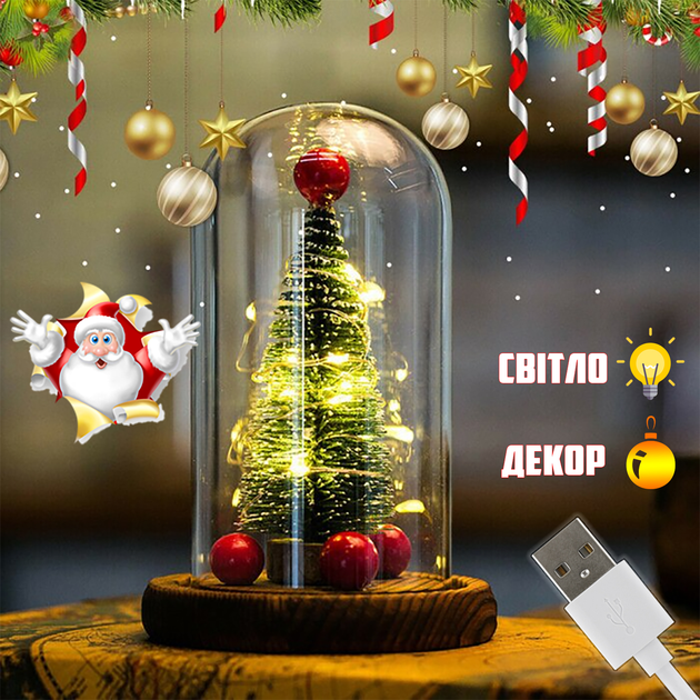 Новогодняя елка в колбе с LED подсветкой со светодиодной гирляндой - изображение 3
