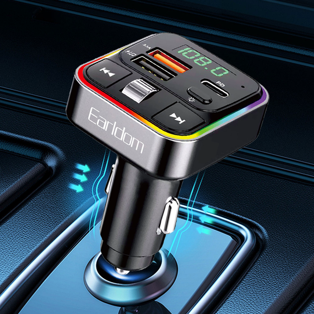 FM модулятор MP3 3.0A 2USB черный для автомобиля Earldom ET-M116 - изображение 3