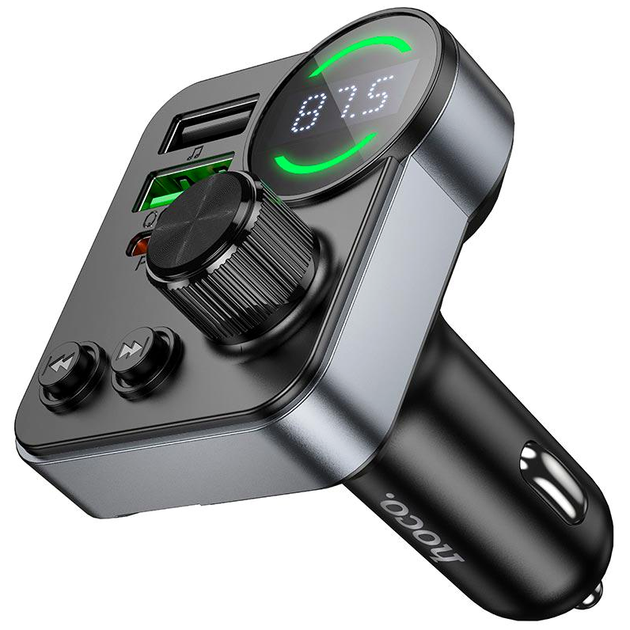 FM трансмиттер MP3 3.0A PD30W USB-C USB-A 48W Bluetooth 5.4 для автомобиля Hoco E86 - зображення 2