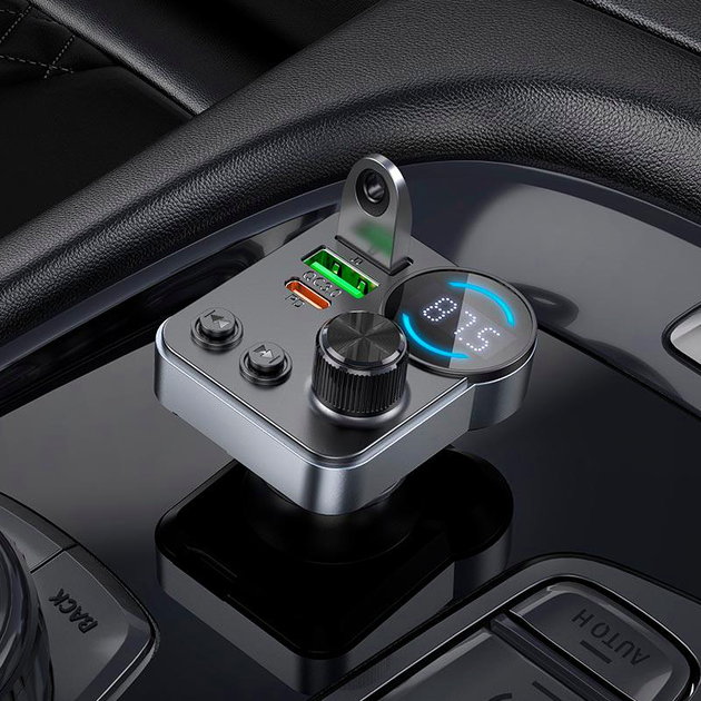 FM трансмиттер MP3 3.0A PD30W USB-C USB-A 48W Bluetooth 5.4 для автомобиля Hoco E86 - зображення 9