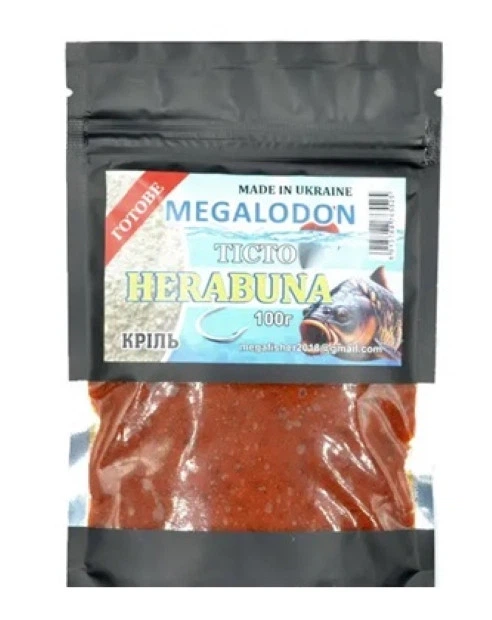 Тісто готове Херабуна Megalodon 100г Криль - Фото 1 Тісто готове Херабуна Megalodon 100г Криль - изображение 1