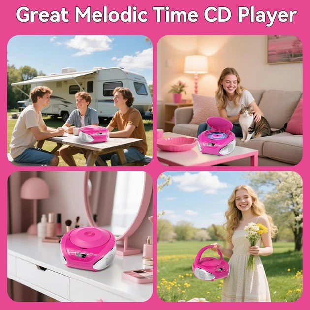 Портативный CD-плеер Gueray Boombox со встроенными динамиками, FM-радио и AUX-входом - изображение 3