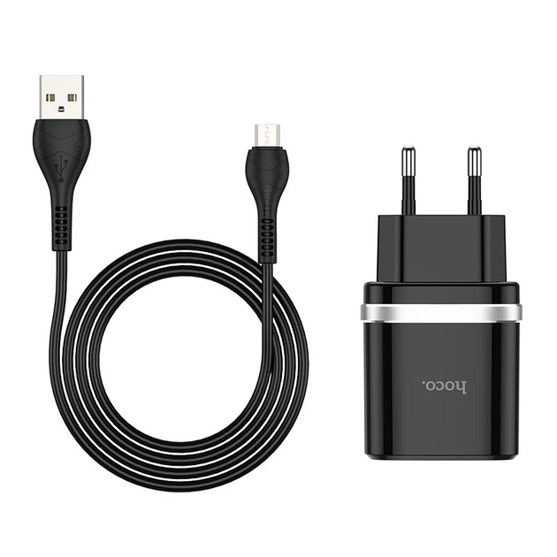 Мережевий зарядний пристрій HOCO C12Q Smart QC3.0 Micro USB cable 18W Black - Фото 3 Мережевий зарядний пристрій HOCO C12Q Smart QC3.0 Micro USB cable 18W Black - изображение 3