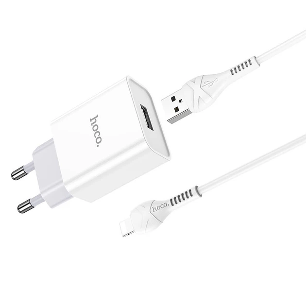 Мережевий зарядний пристрій HOCO C81A Asombroso Lightning cable 10.5 White - Фото 5 Мережевий зарядний пристрій HOCO C81A Asombroso Lightning cable 10.5 White - изображение 5