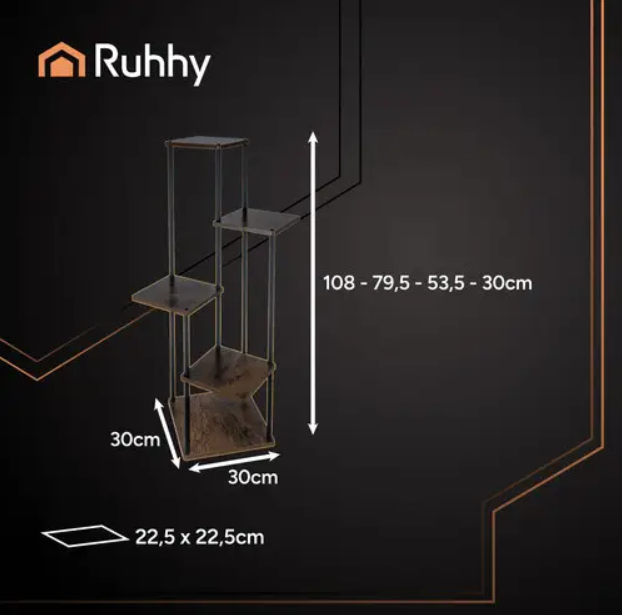 Подставка для цветов Ruhhy 5-уровневая напольная многоярусная лофт подставка для растений черного цвета - изображение 10