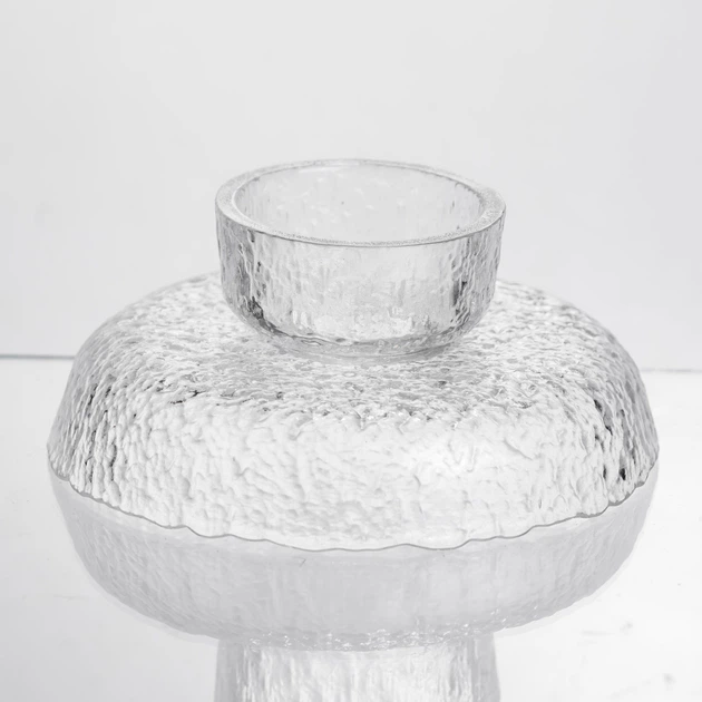 Фруктовниця скляна на ніжці тарілка для фруктів Ice Textured 15×7 см цукерниця ваза для фруктів Прозорий - зображення 4