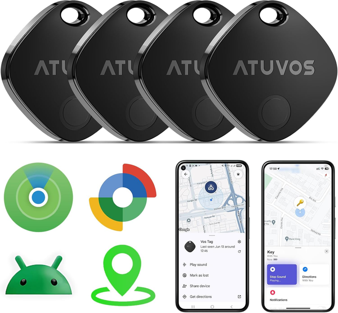 Bluetooth-трекер ATUVOS Air Tracker Tag PRO 4 шт., Apple Find My / Google Find Hub, IP67, CR2032, iOS/Android - Фото 2 Bluetooth-трекер ATUVOS Air Tracker Tag PRO 4 шт., Apple Find My / Google Find Hub, IP67, CR2032, iOS/Android - изображение 2