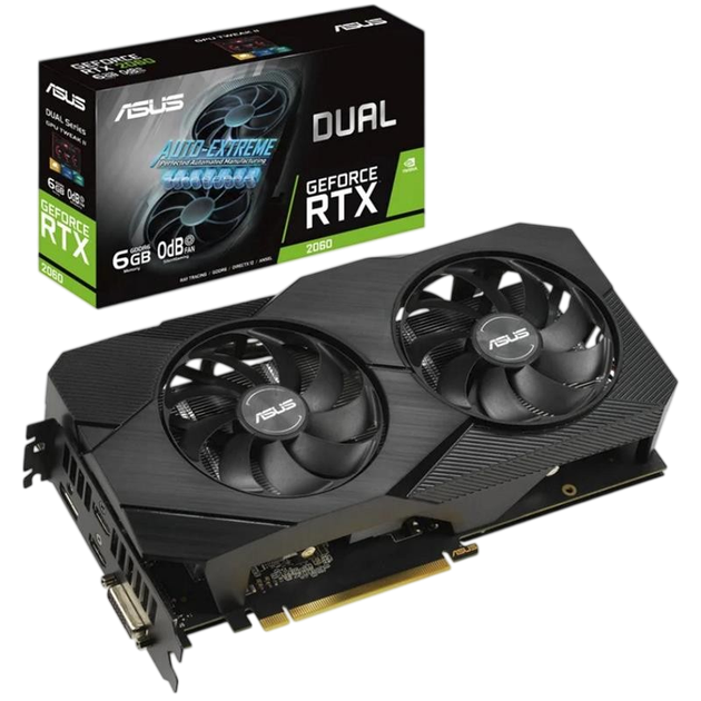 Видеокарта GeForce RTX 2060 6GB Asus Dual Evo OC (DUAL-RTX2060-O6G-EVO) Б/У - Фото 1 Видеокарта GeForce RTX 2060 6GB Asus Dual Evo OC (DUAL-RTX2060-O6G-EVO) Б/У - изображение 1