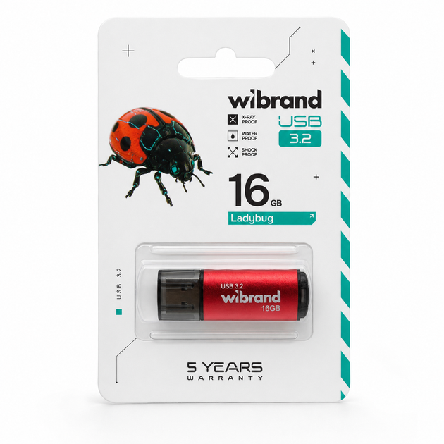 Флеш-накопичувач Wibrand USB 3.2 Gen1 Ladybug 16GB Red (WI3.2/LB16P10S) - изображение 2