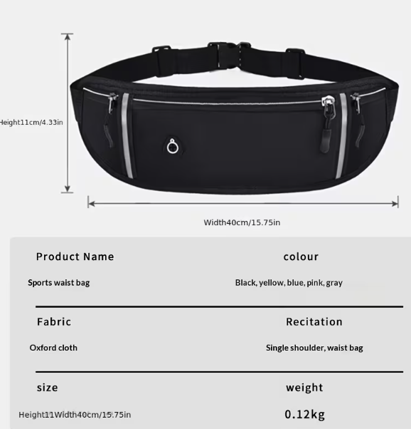 Многофункциональная спортивная поясная сумка для активного отдыха, Crossbody Bag, ткань Оксфорд - изображение 5