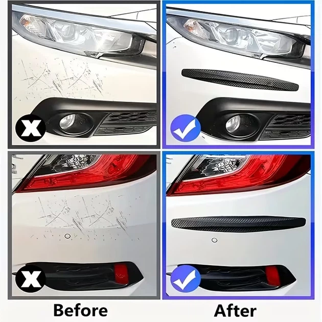 Универсальные гибкие противоударные накладки Carbon Bumper Shield Антицарапки защита на бампер 37.5 см х 5.2 см Цвет: белый карбон 1уп=2шт - изображение 10