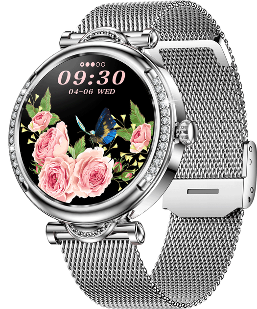 Смарт-часы LEMFO MK20 Silver 1,09″, пульс, давление, SpO₂, IP67, Bluetooth, металлический ремешок, Android/iOS - изображение 2
