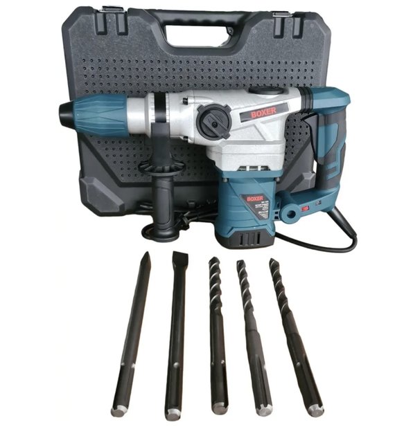 Перфоратор BOXER BX-163 2950 Вт з патроном SDS-Plus силою удару 5.5 Дж трьома режимами роботи ударним механізмом швидкістю до 4000 уд/хв для свердління бетону цегли каменю довбання та монтажних робіт - Фото 7 Перфоратор BOXER BX-163 2950 Вт з патроном SDS-Plus силою удару 5.5 Дж трьома режимами роботи ударним механізмом швидкістю до 4000 уд/хв для свердління бетону цегли каменю довбання та монтажних робіт - зображення 7