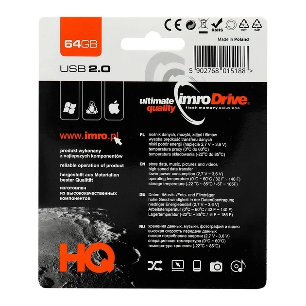 Флеш-накопитель Imro Axis 64 ГБ USB 2.0 (5902768015188) - изображение 2