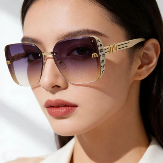 Женские солнцезащитные очки FashionShades, бежево-синие - изображение 3
