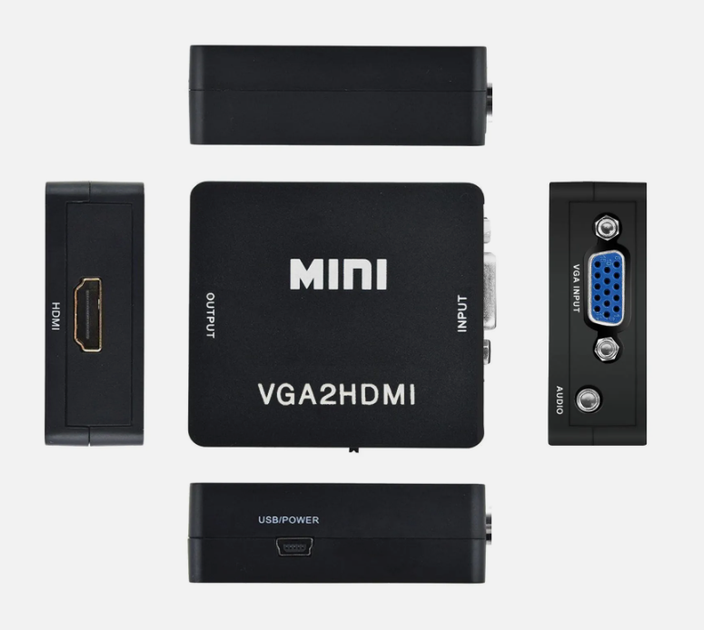 Конвертер VGA2HDMI адаптер з VGA на HDMI + аудіо 3.5мм Black - изображение 3