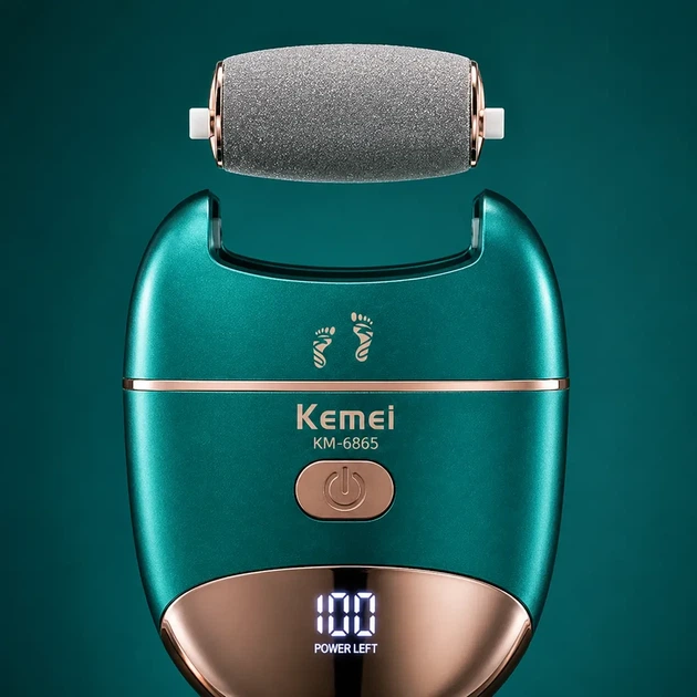 Электрическая терка для пяток, USB, Kemei KM-6865, Зеленая / Электрическая пила для ног / Электропемза от натоптышей, для педикюра - Фото 6 Электрическая терка для пяток, USB, Kemei KM-6865, Зеленая / Электрическая пила для ног / Электропемза от натоптышей, для педикюра - изображение 6
