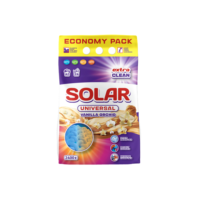Пральний порошок SOLAR Universal Vanilla Orchid для ручного та автоматичного прання 2,4 кг (4820269930315)