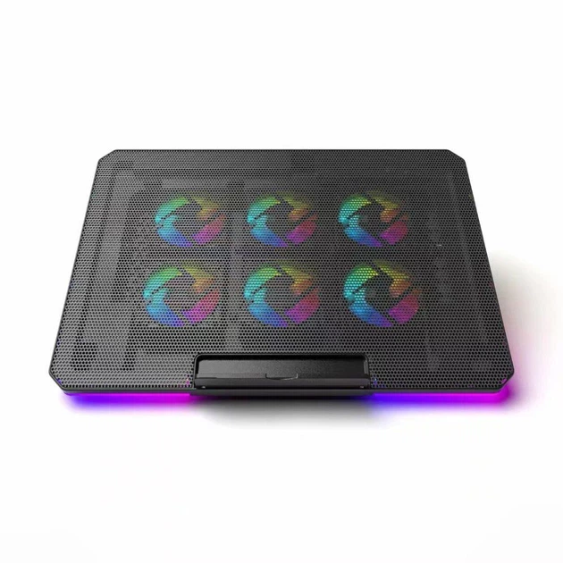 Подставка для ноутбука, охлаждающая Givecool X8 с регулировкой угла наклона (до 17", 2USB, 6 вентиляторов, RGB подсветка, подставка для телефона) - изображение 12