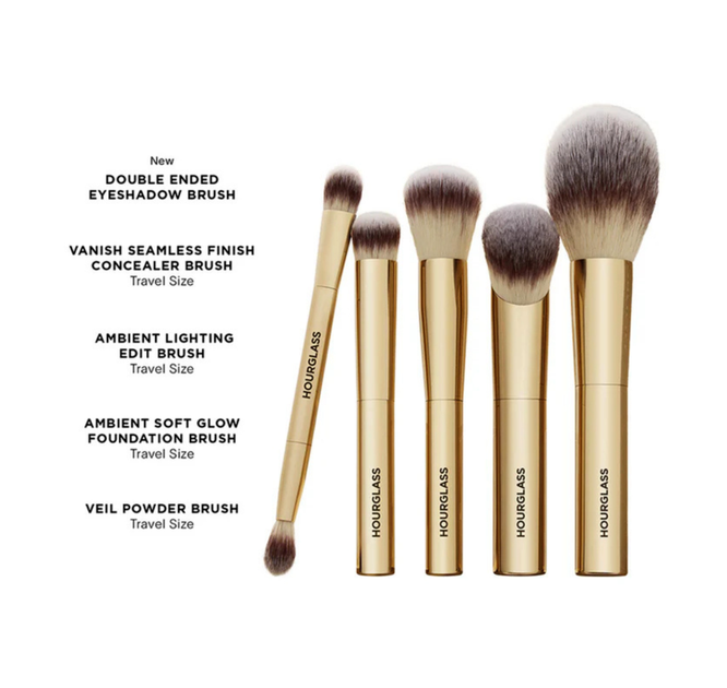 Набор кистей для макияжа Hourglass Face & Eye Travel Brush Set 5 шт с чехлом для лица и глаз - изображение 3