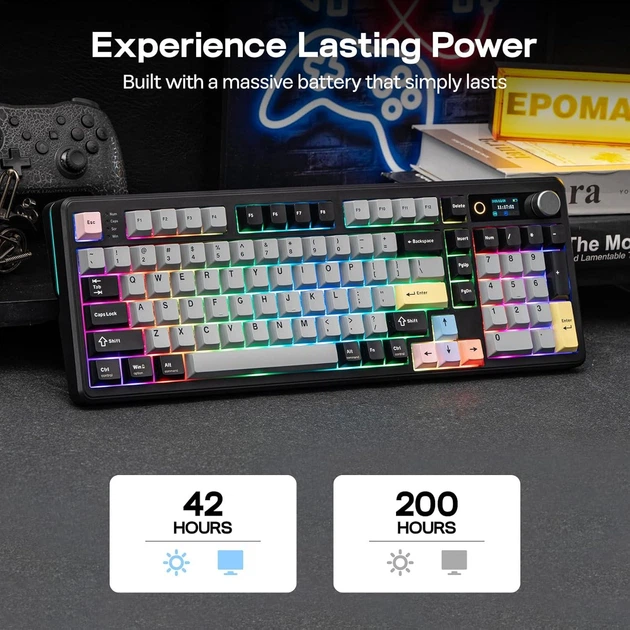 Клавіатура бездротова EPOMAKER TH99 PRO Creamy Jade Switch Black - зображення 11