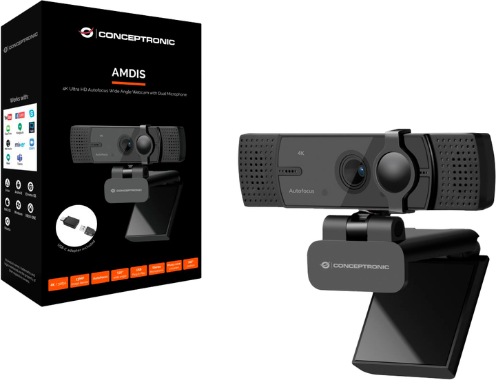 Kamera internetowa Conceptronic AMDIS08B Black (AMDIS08B) - obraz 2