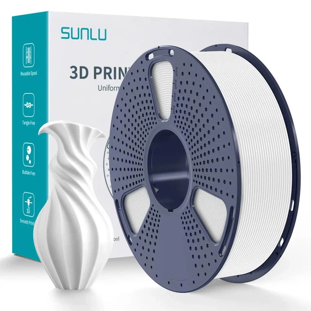 Швидкісний PLA-пластик Філамент Sunlu PLA High-Speed White для 3D-принтера - 1Кг, 1.75mm з Котушкою / до 600 мм/с - Фото 1 Швидкісний PLA-пластик Філамент Sunlu PLA High-Speed White для 3D-принтера - 1Кг, 1.75mm з Котушкою / до 600 мм/с - зображення 1