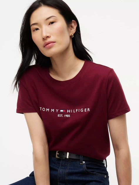 Футболка хлопковая женская Tommy Hilfiger 974088272 2XL Бордовая (1161142530) - Фото 4 Футболка хлопковая женская Tommy Hilfiger 974088272 2XL Бордовая (1161142530) - изображение 4