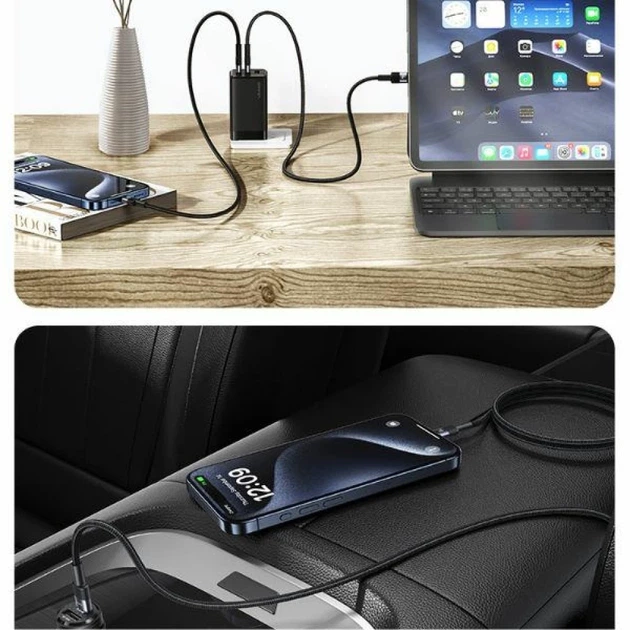 Кабель Usams USB-C на USB-C 60W 1.2 м плетений (6958444991894) - зображення 4
