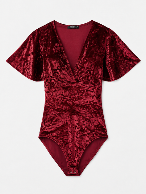 Боди женское бархатное с V-образным вырезом Bershka Размер S красное 7281187600 - Фото 2 Боди женское бархатное с V-образным вырезом Bershka Размер S красное 7281187600 - изображение 2